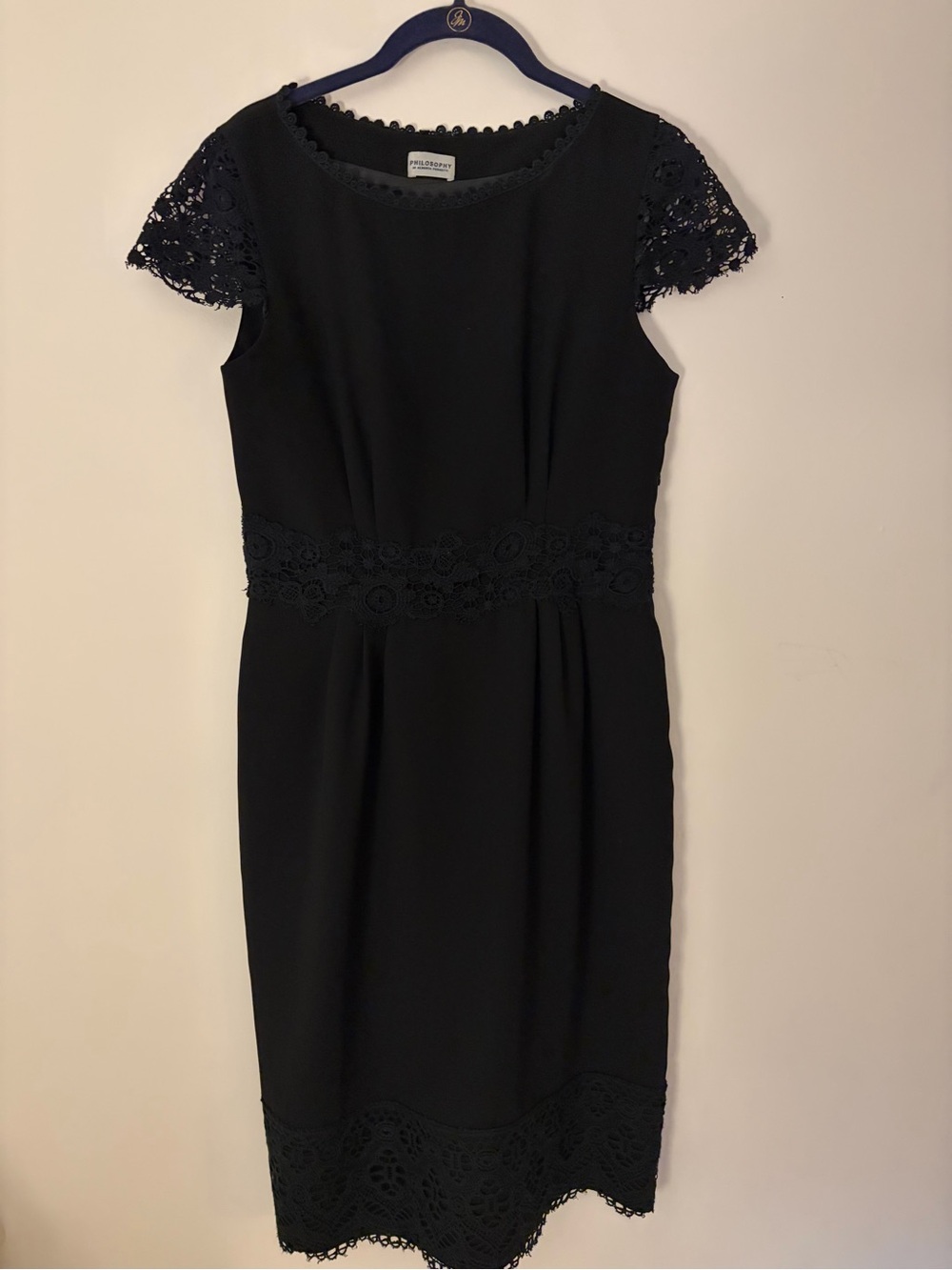 Alberta Ferretti Black Lace-Trim Midi Dress